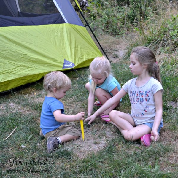 The "Grand-kiddos" enjoy a bit of pretend play in the great outdoors away from technology.