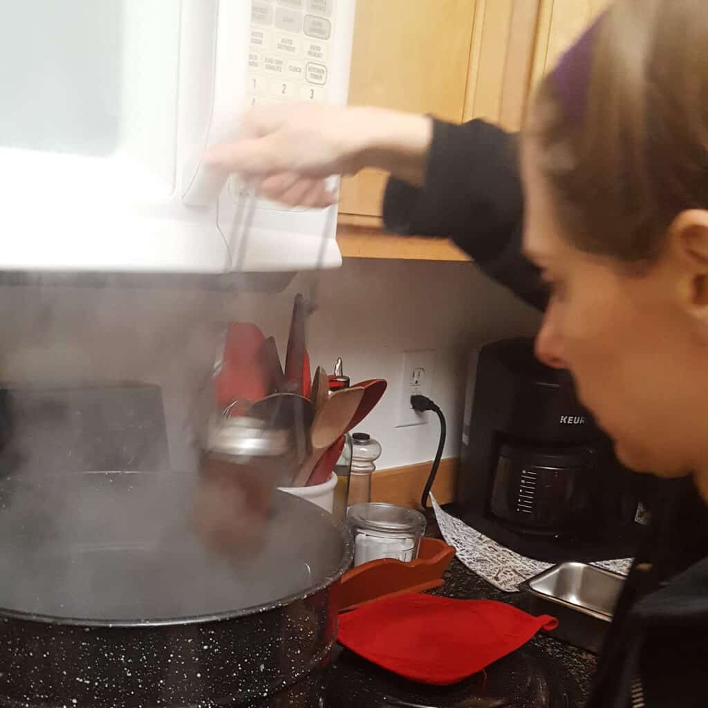 Canning - Emily Unloading Canner