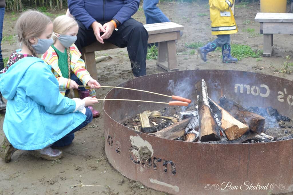 Cider Donuts - Girls Roasting Hotdogs